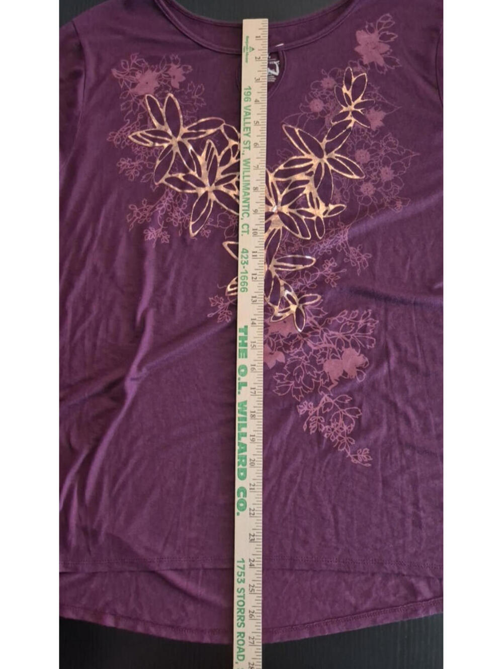 JMS Just My Size Women Top 2X Purple Shirt Floral Balloon 3/4 Sleeve Tee - Picture 12 of 14